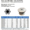 Lano oceľové 6x19M-FC, veľká cievka, 3mm, Zn