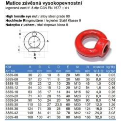 Matica závesná vysokopevnostná, M6, červený lak