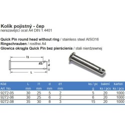 Kolík poistný (čap), nehrdz. oceľ A4, 5x30/25mm