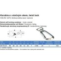 Karabína s otočným okom D, twist lock, 86mm, 4kN, dural 7075