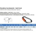 Karabína horolezecká, twist lock, 107mm, 23kN, dural 7075